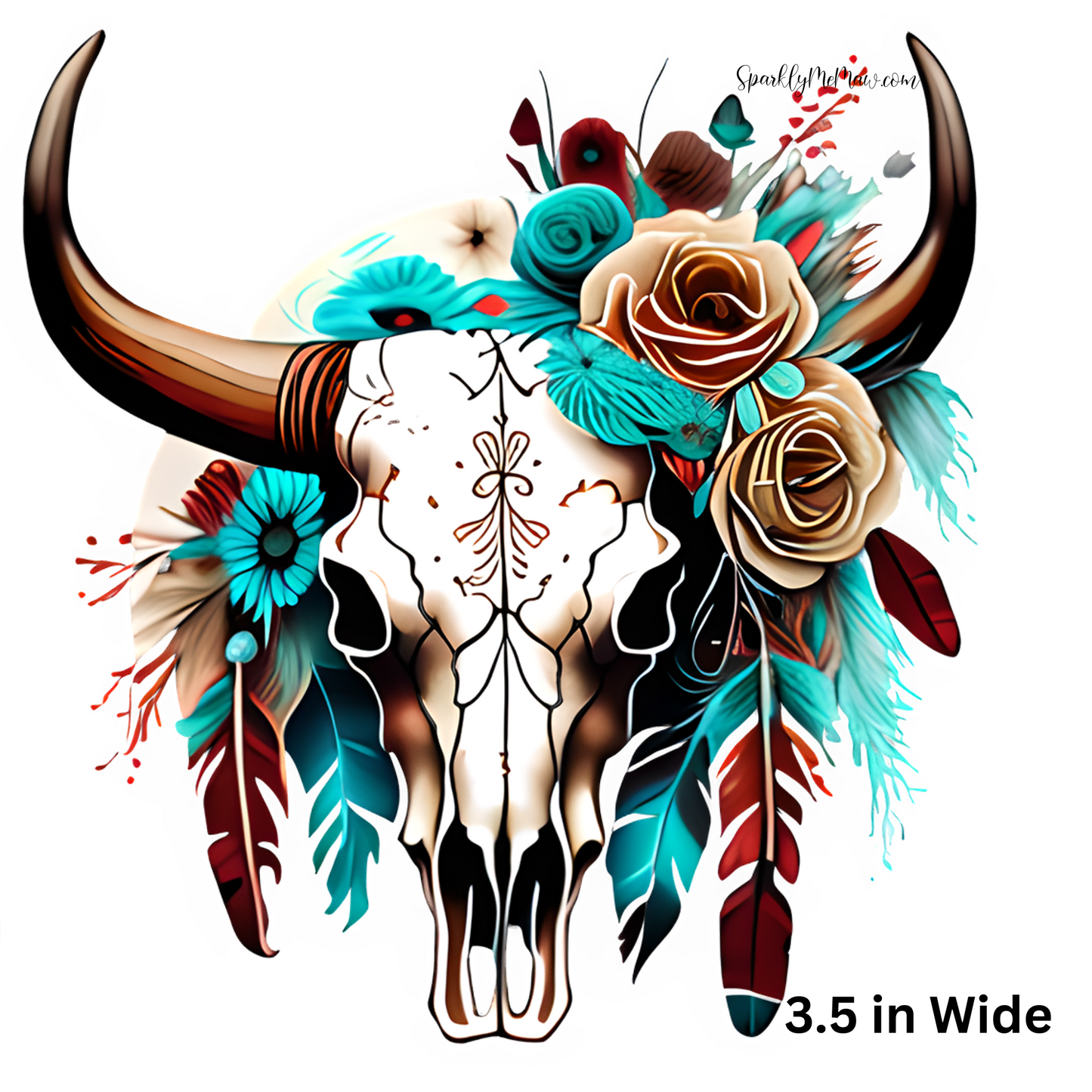 Tan Western Cow Skull UV 4 inch