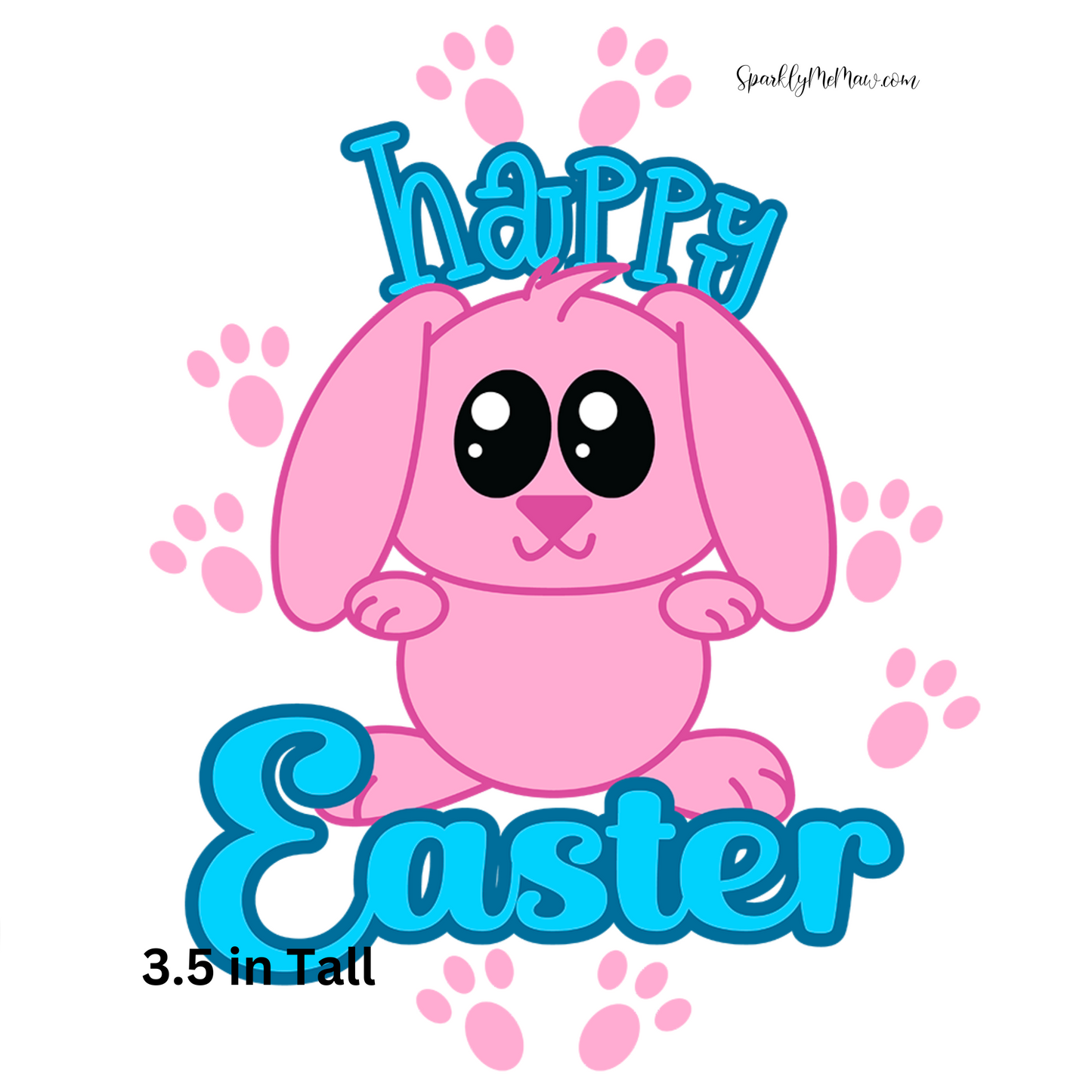 Happy Easter Pink/blue Bunny UV 3.5 inch decal