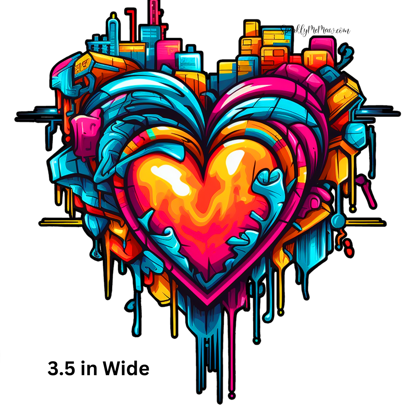 Graffiti Heart UV 3.5 inch Decal