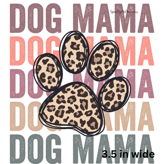 Dog Mama Stacked Verstion2  tan UV Decal 3.5 inches wide