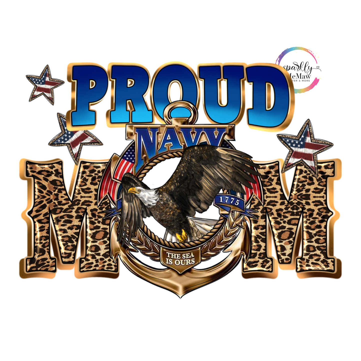 Proud Navy Mom UV Decal 4 x 5.5 in.