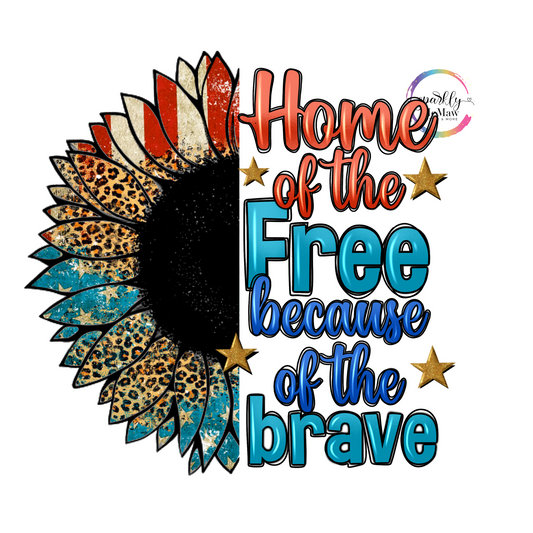 Home of the Free Sunflower UV Decal 4 x 4 in