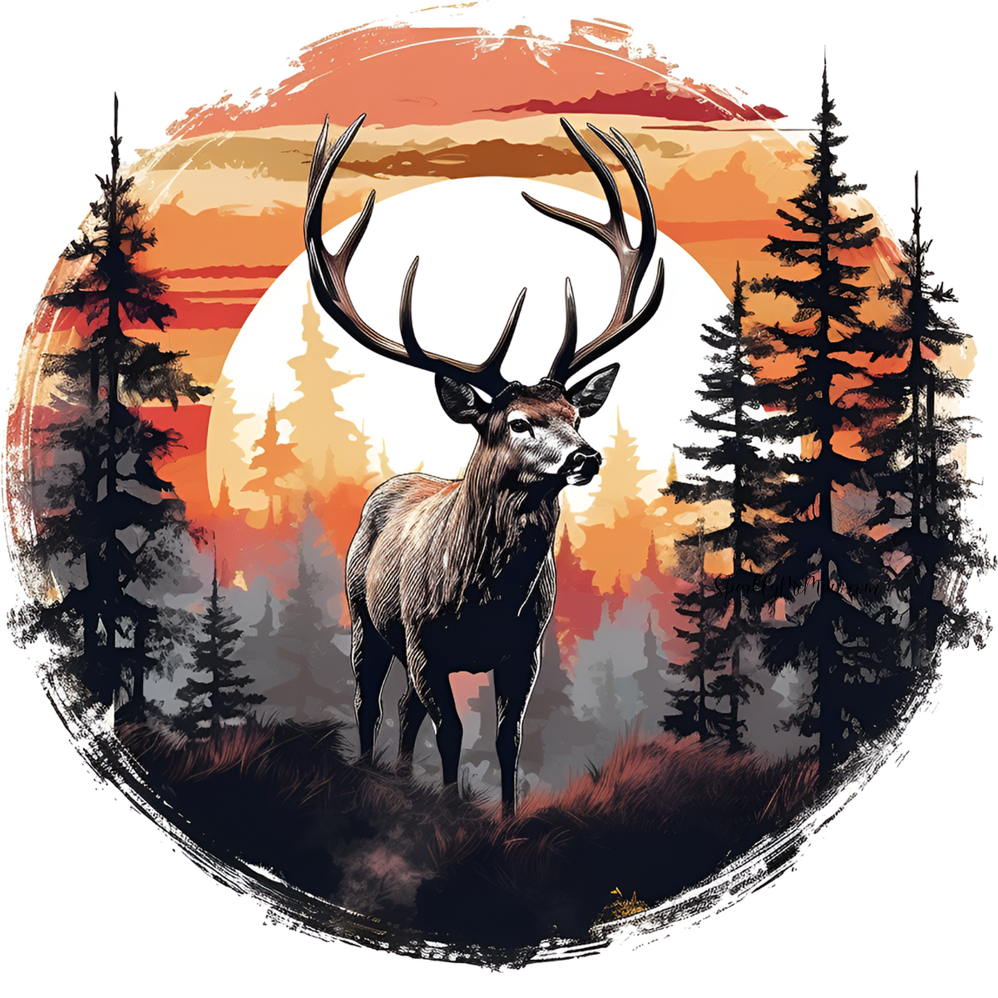 SunSet Deer UV DTF Decal 3.5 inches