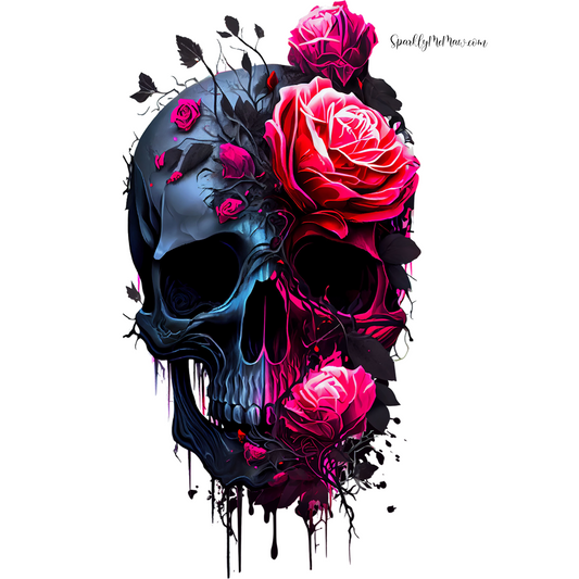 Flower Skull UV DTF Decal 4 x 2 inches