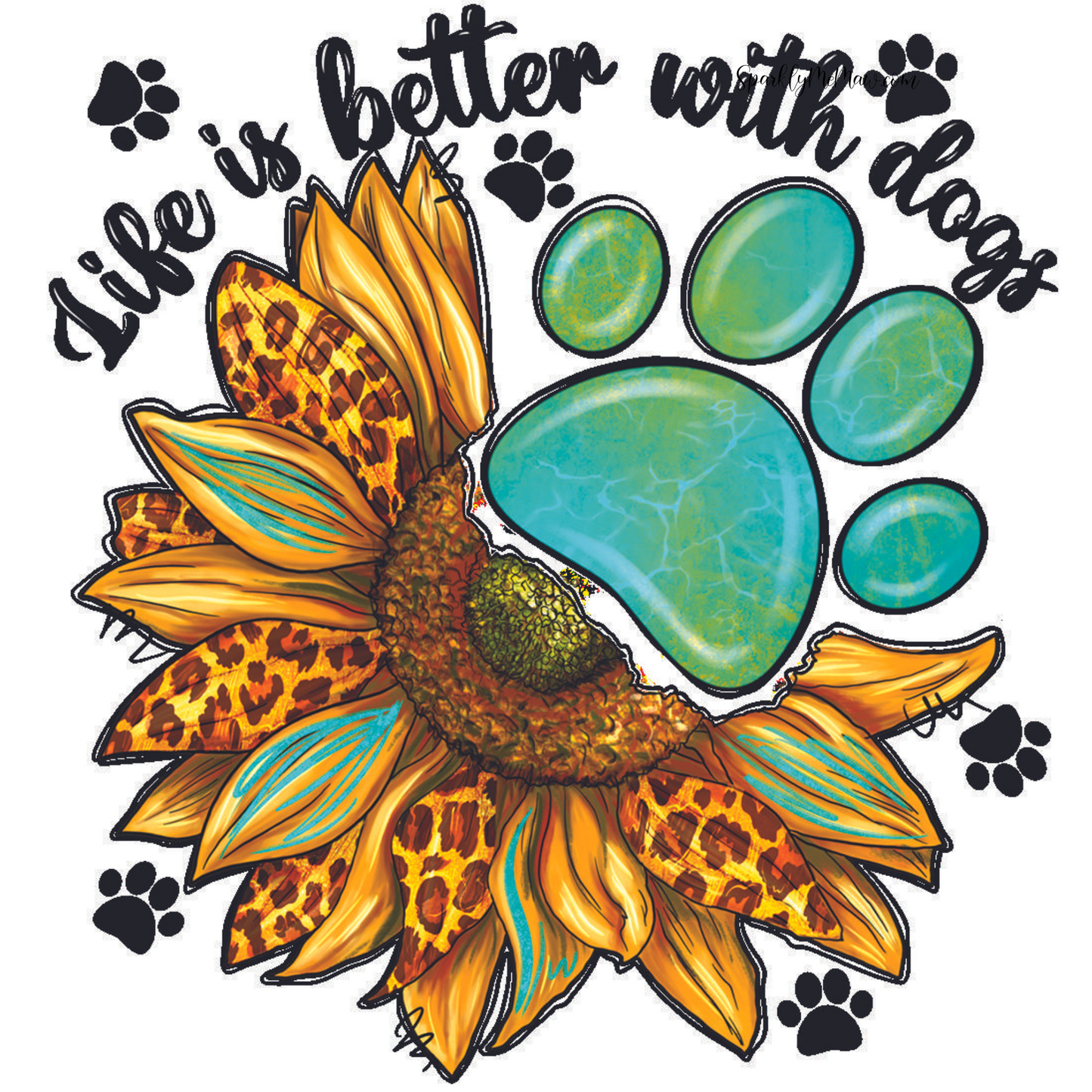 Life is Better with Dogs UV DTF Decal 3.5 inches wide