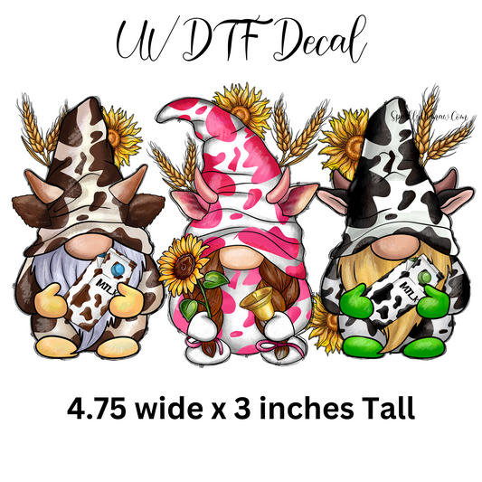 Cow Gnome UV DTF Decal 3 x 4.75