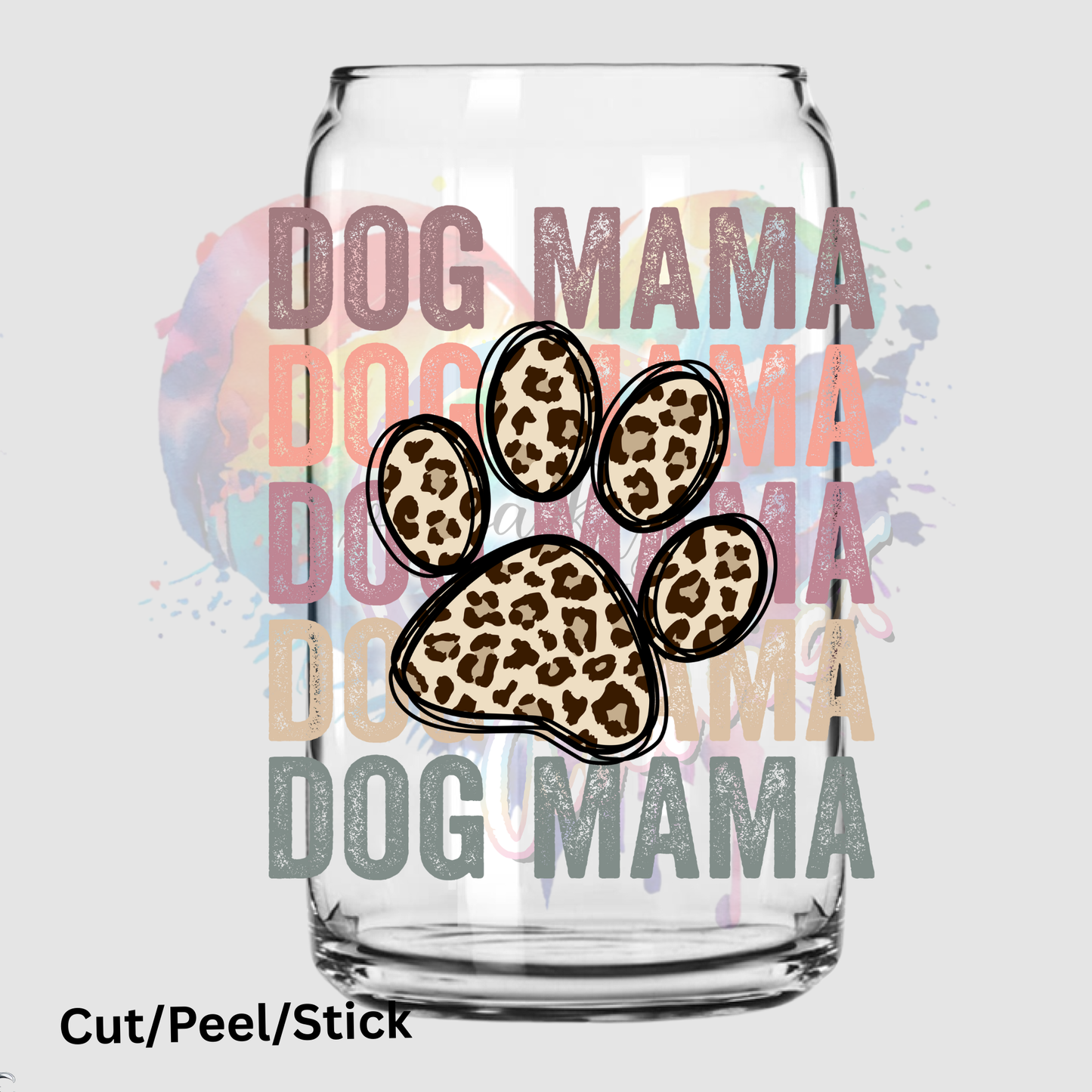 Dog mama Stacked Burgandy UV DTF Decal