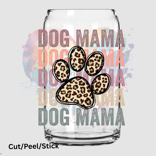 Dog mama Stacked Burgandy UV DTF Decal