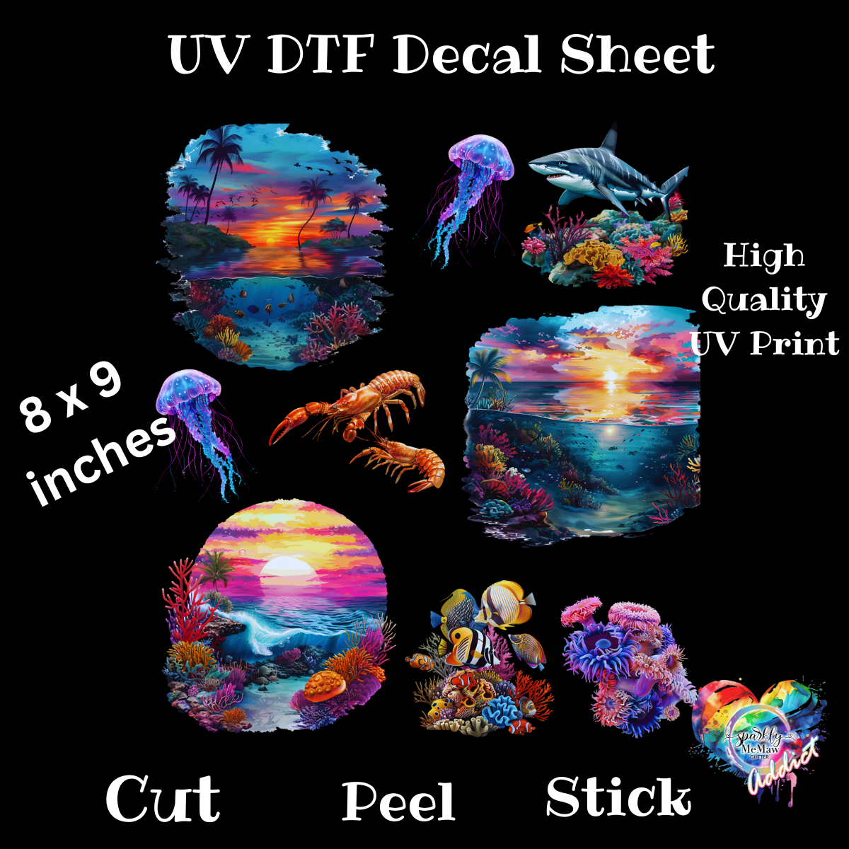 Ocean Vibes UV DTF Decal Sheet