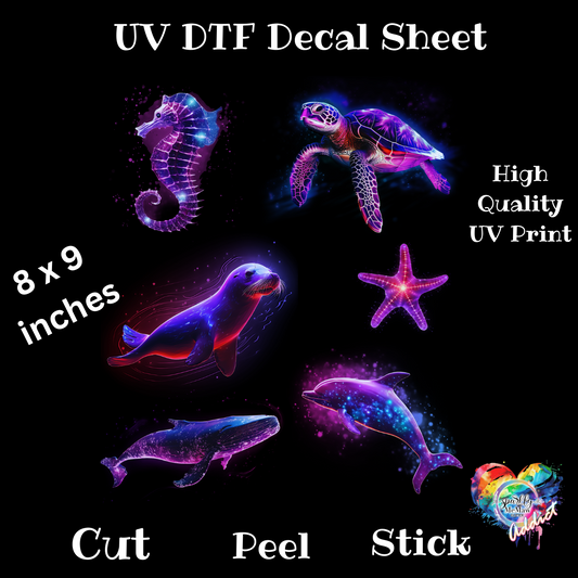 Magical Sea Creatures UV DTF Decal Sheet