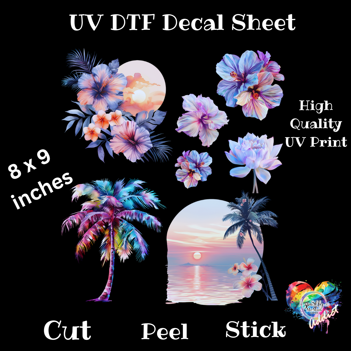 Tropical Beach UV DTF Decal Sheet