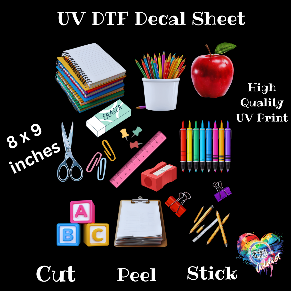 School Element UV DTF Decal Sheet