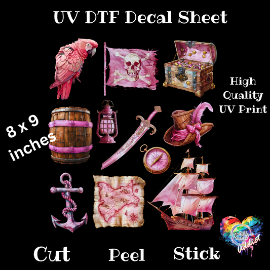 Pink Pirate UV DTF Decal Sheet