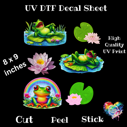 Funny Frog UV DTF Decal Sheet