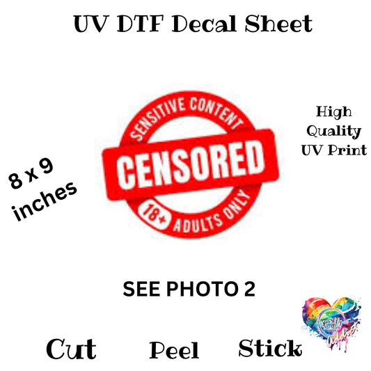 Fun Time (adult only listing) Uv DTF Decal Sheet (18 plus only)