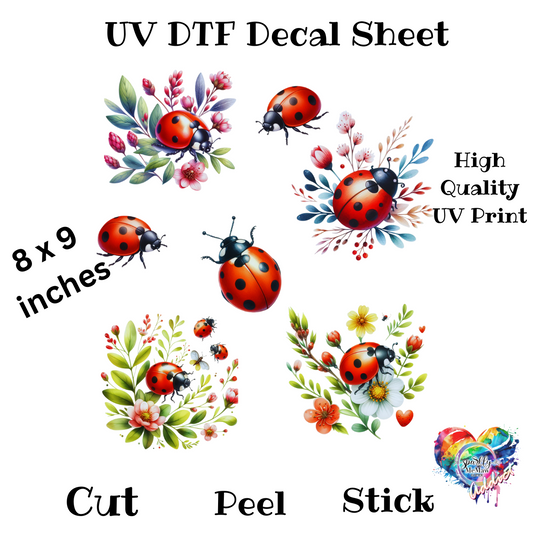 Bright Lady Bug UV DTF Decal Sheet