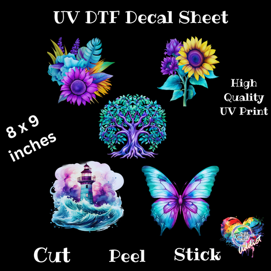 Gorgeous Flowers and More UV DTF Decal Sheet