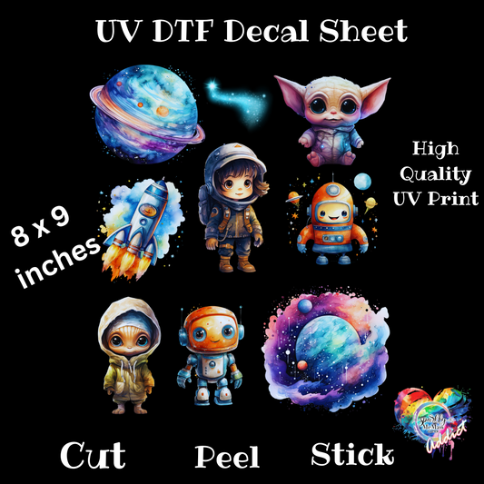 Space Alien UV DTF Decal Sheet
