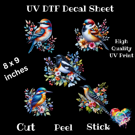 Pretty Birds UV DTF Decal Sheet