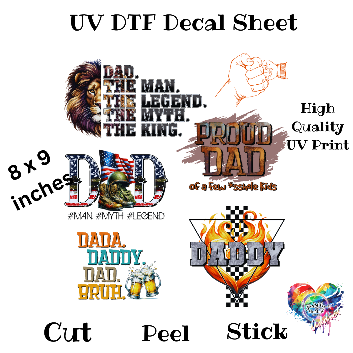 Dad 2 UV DTF Decal Sheet