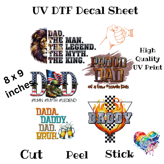 Dad 2 UV DTF Decal Sheet