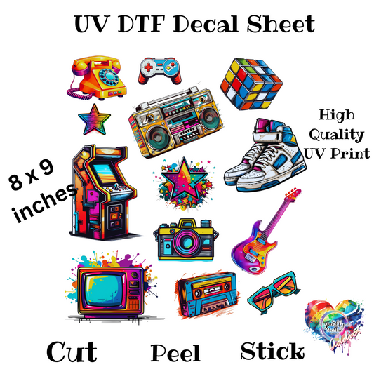 Retro UV DTF Decal Sheet