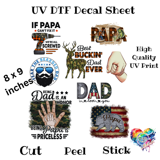 Dad 3 UV DTF Decal Sheet