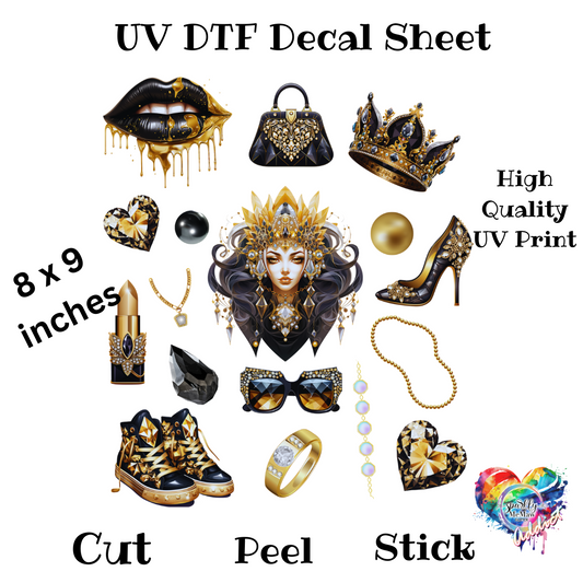 Black Gold UV DTF Decal Sheet