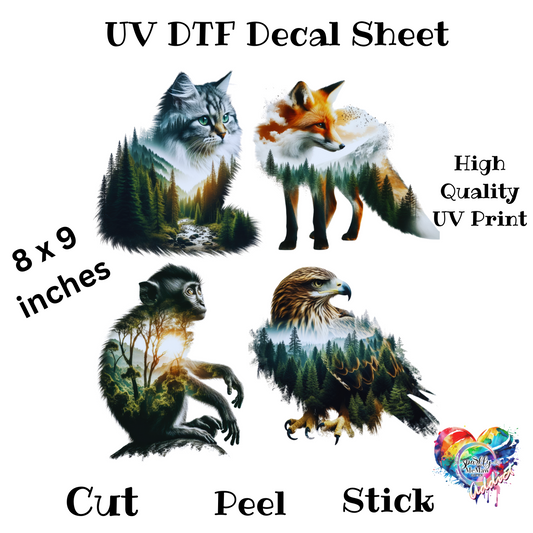 Forest Animals UV DTF Decal Sheet