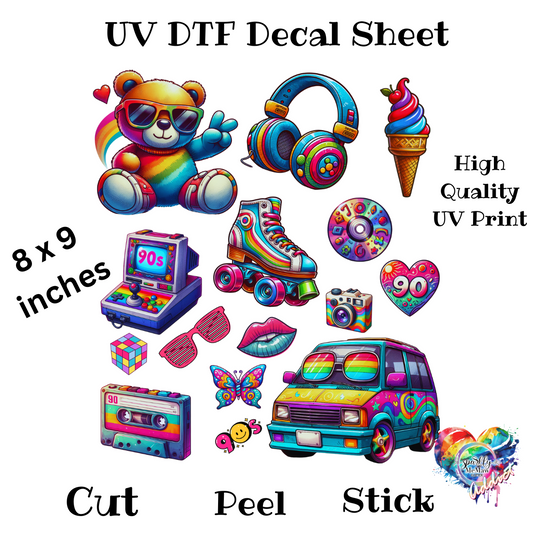 90s UV DTF Decal Sheet