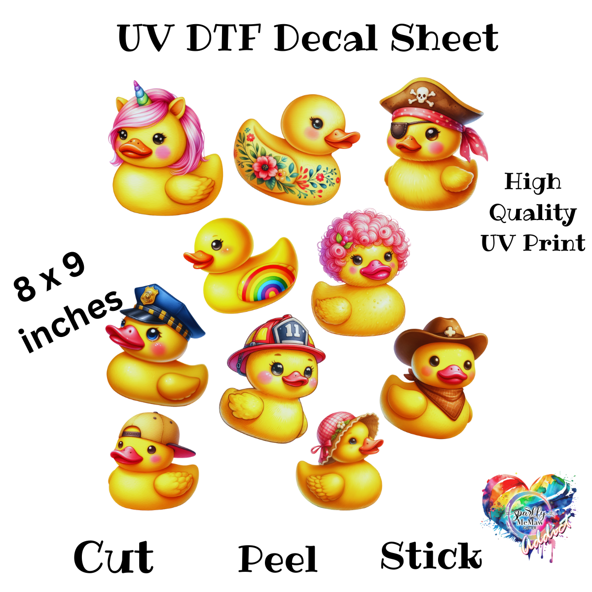 Rubber Duckies UV DTF Decal Sheet