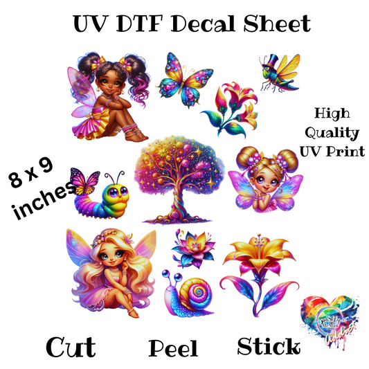 Vibrant Girly Fairy UV DTF Decal Sheet
