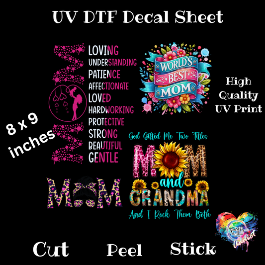 Worlds Best Mom UV DTF Decal Sheet