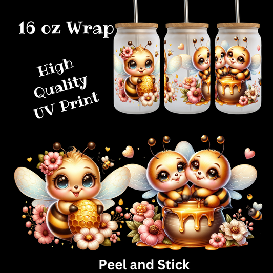 Cute Bees UV DTF Wrap