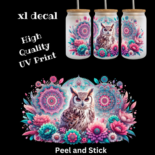 Owl Mandala UV DTF XL Decal