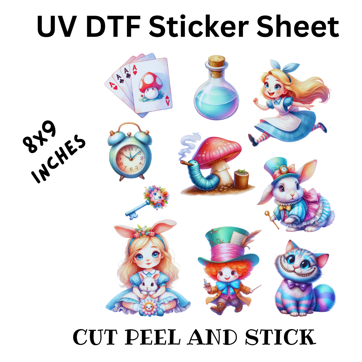 Girl and Rabbit UV DTF Decal Sticker Sheet