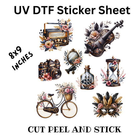 Golden Beauty UV DTF Decal Sticker Sheet