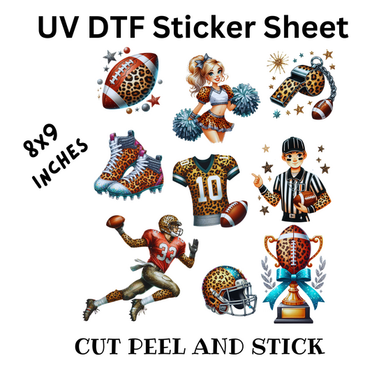 Sporty Leopard UV DTF Decal Sheet 8x9 inches