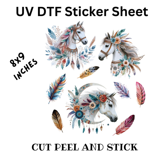 Boho UV DTF Decal Sticker Sheet 8x9 inches