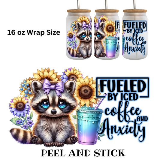 Fueled By Iced coffee and Anxiety UV DTF Wrap