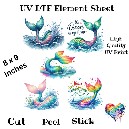 Mermaid Tail UV DTF Element Sheet