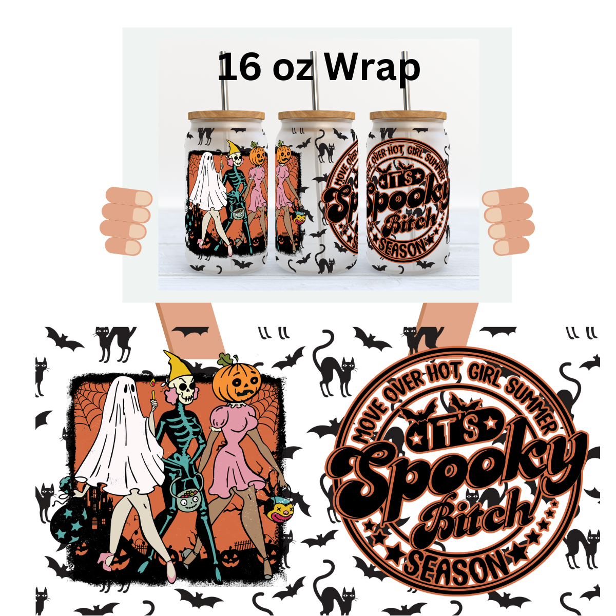 It's Spooky B Season UV DTF Decal Set (16 oz Size)