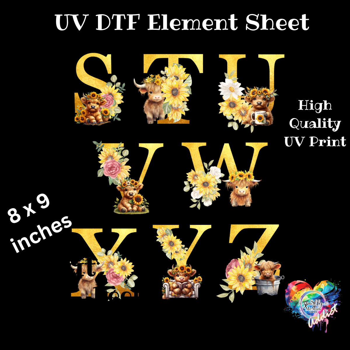 Alphabet #3 UV DTF Element Sheet