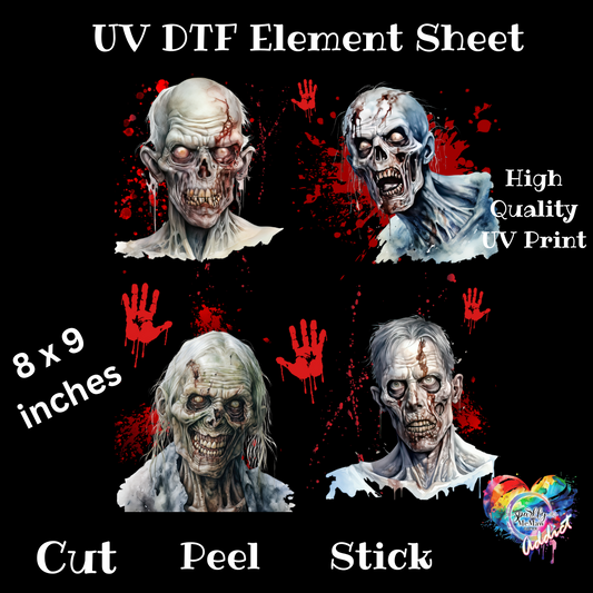 Zombie UV DTF Element Sheet