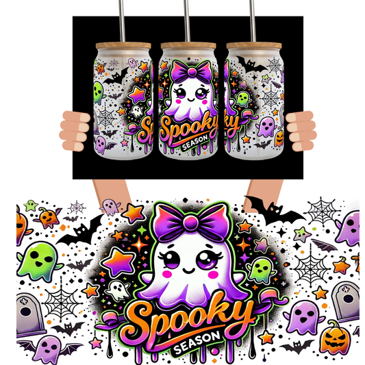 Spooky Ghost Season UV DTF Wrap 16 oz sized