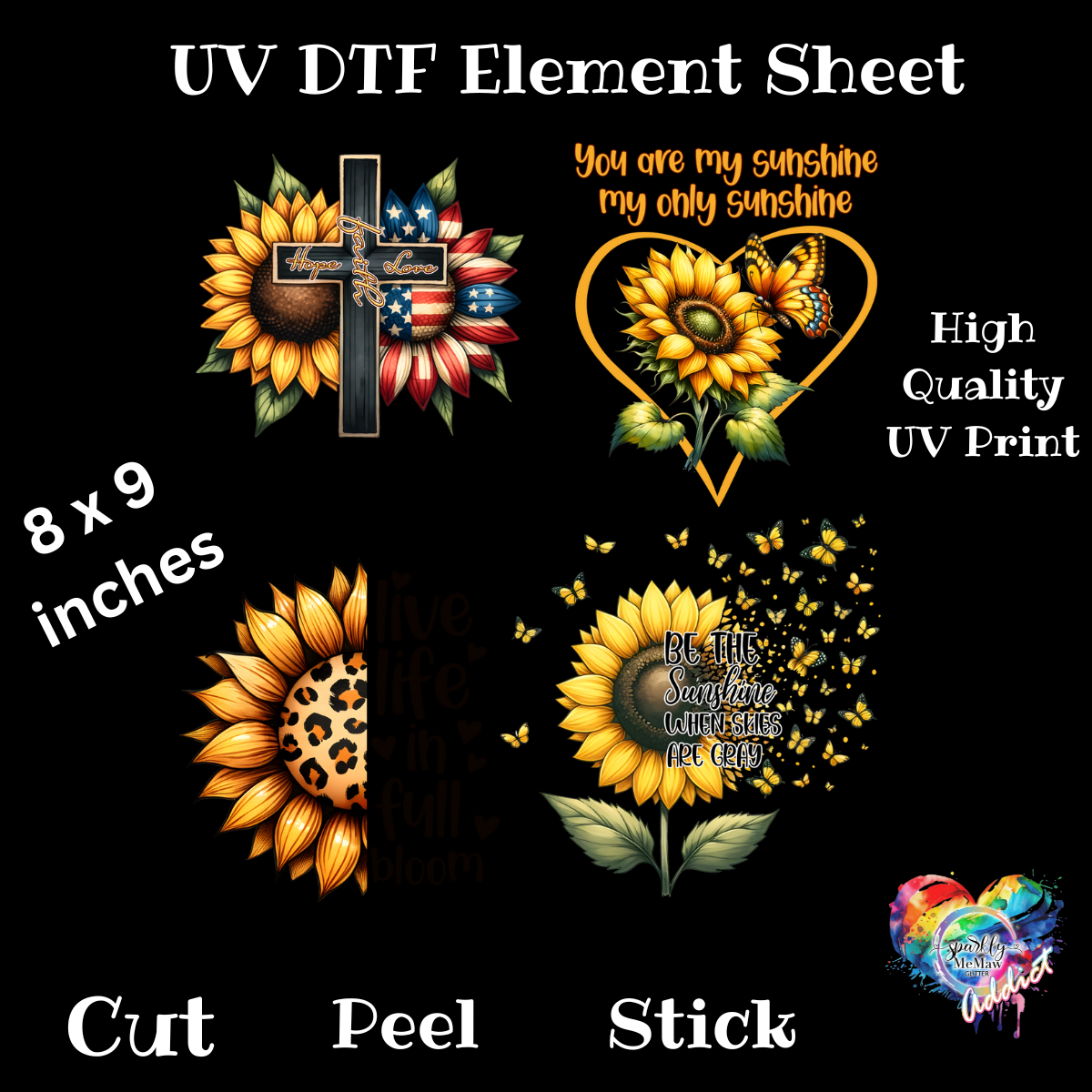 Blooming Sunflower UV DTF Element Sheet