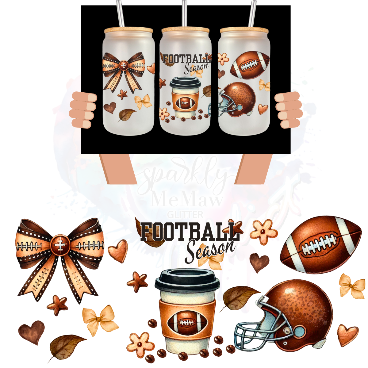 Football Season 16 oz UV DTF Wrap