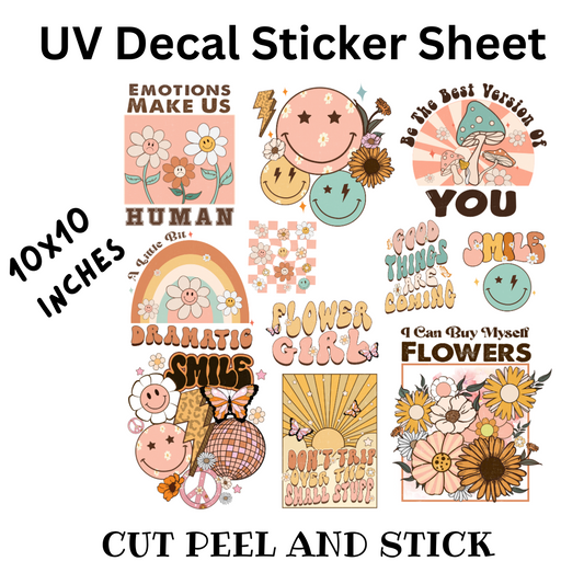 Retro Quotes UV DTF XL DECAL SHEET