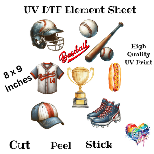 Baseball UV DTF Element Sheet