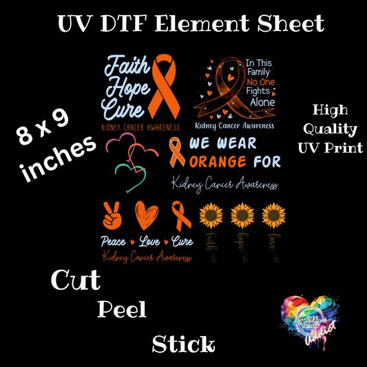 Kidney Cancer UV DTF Element Sheet